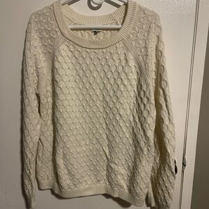 Old Navy Sweater Honeycomb Design Ivory Women L Crew Neck Preppy